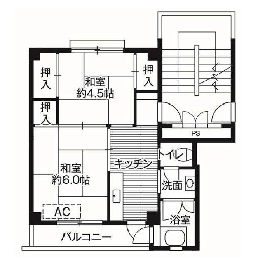 ビレッジハウス戸川１号棟  208号室 間取り