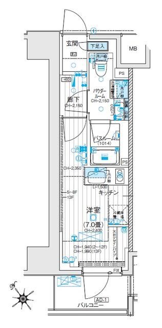 デュオステージ藤沢 1202号室 間取り