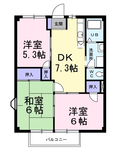 カーム山一 106号室 間取り