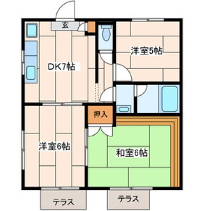 グランドヒル 102号室 間取り