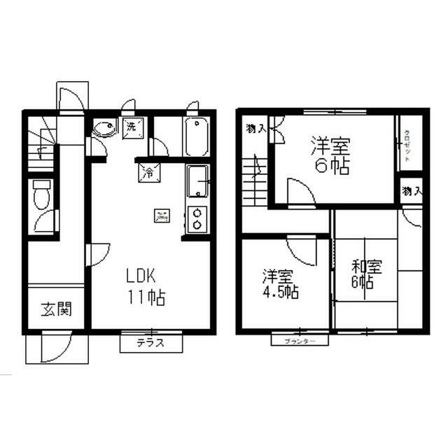テラス国府Ｂ棟 5号室 間取り