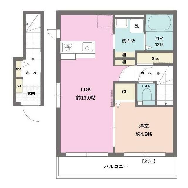 コンフォートＳＪ　Ⅰ 201号室 間取り