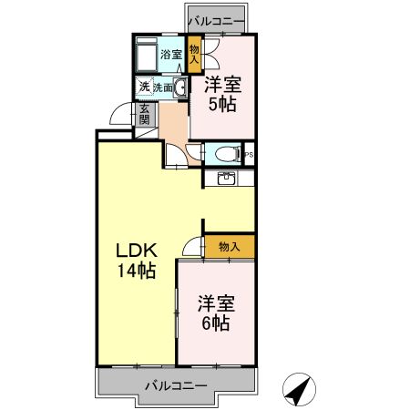 山王塚レジデンス 206号室 間取り
