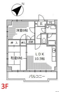 グランドール相模 3F号室 間取り