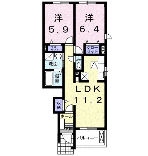 ウエルス 102号室 間取り