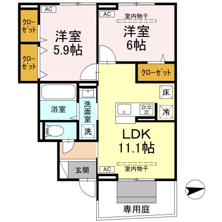 オリエンタルドエル Ⅰ 101号室 間取り