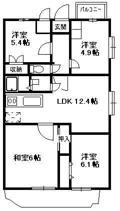 メゾングラシア 405号室 間取り
