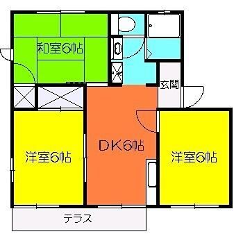 メゾンＫＵＮＩＨＡＲＡ　Ｃ 102号室 間取り