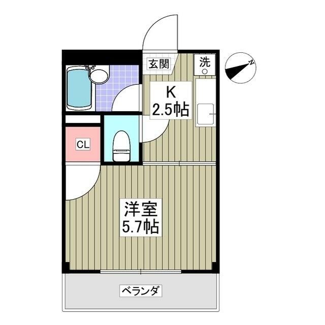 リエス伊勢原 206号室 間取り