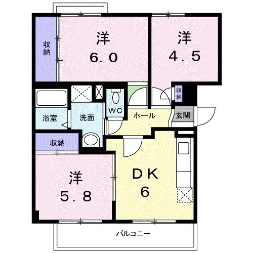 緑風館 301号室 間取り