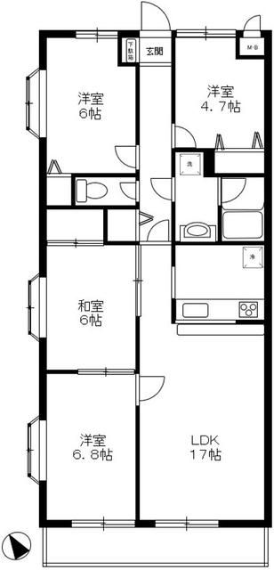 ダイアパレス湘南ヒルズ二宮 208号室 間取り