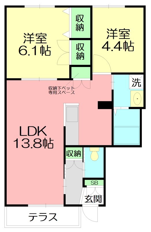 メゾンかきの木弐番館 102号室 間取り