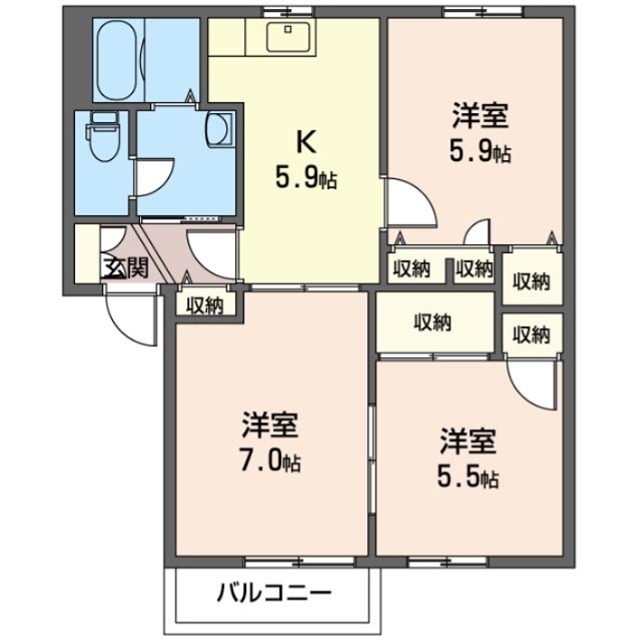サンフロントあずま 203号室 間取り