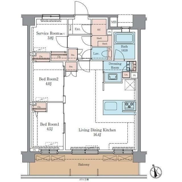 ＬＵＸＥＮＡ＋ＰＡＷＳ藤沢 204号室 間取り