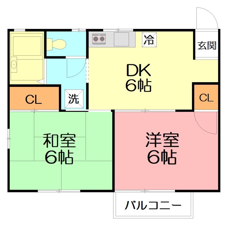 リバーサイド中山2 201号室 間取り