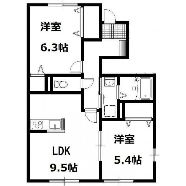 アムール 102号室 間取り