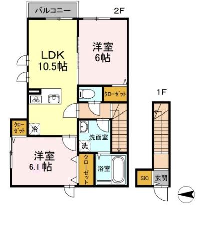 S-Flat　A棟 201号室 間取り