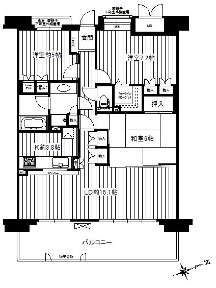 ルリエ大船 607号室 間取り
