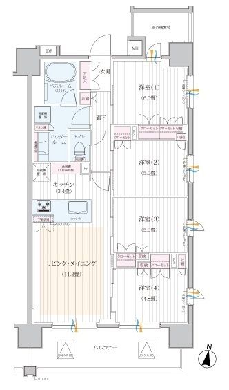 パレステージ平塚 701号室 間取り