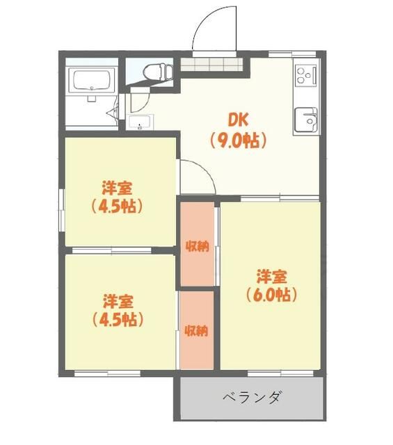 若葉ハイツ 201号室 間取り