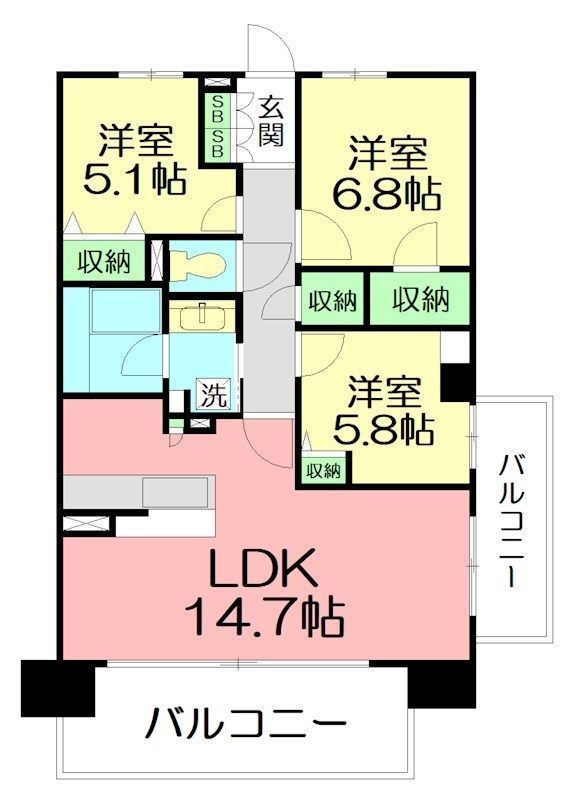 ＨＦ辻堂レジデンス 1401号室 間取り
