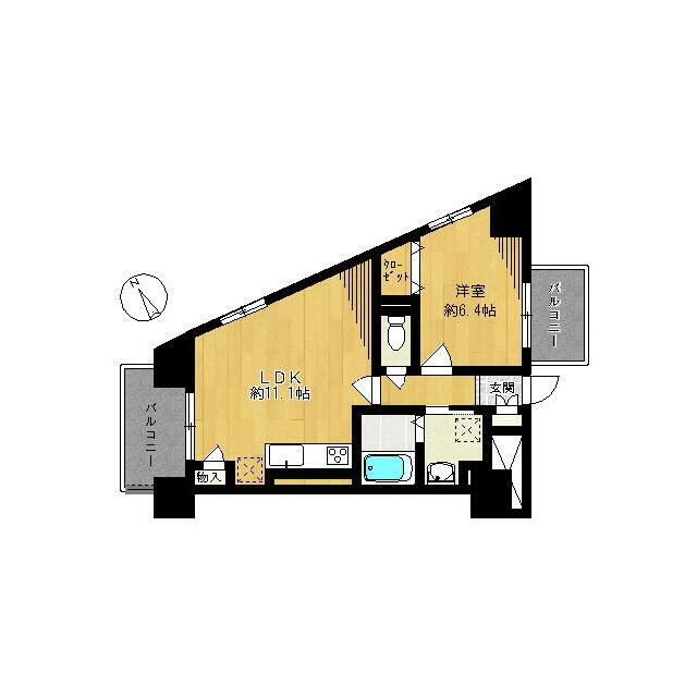 ＳｏｕｔｈｅｒｎＣｒｏｓｓ鵠沼 405号室 間取り