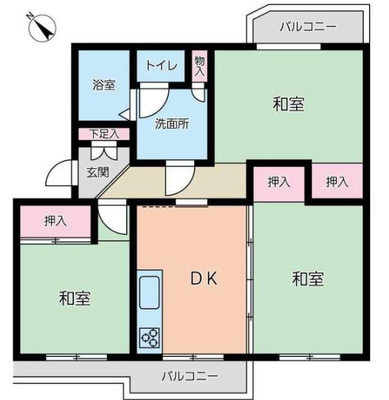 くず葉台団地　１号棟 305号室 間取り