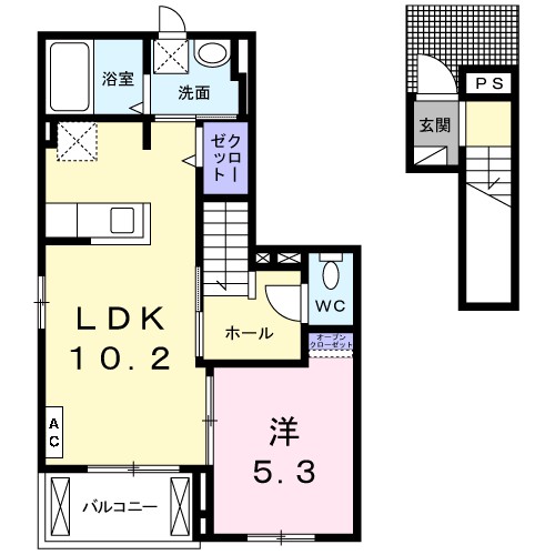 デスパシオ 206号室 間取り