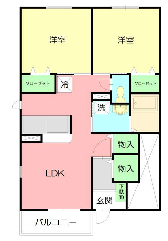 コンフィニ 102号室 間取り