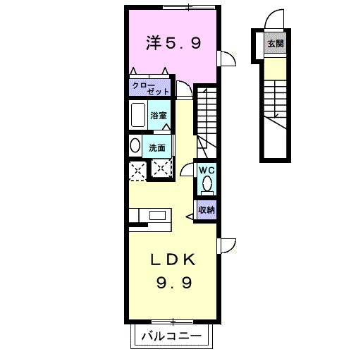 ハーヴェスト‘０５ 201号室 間取り