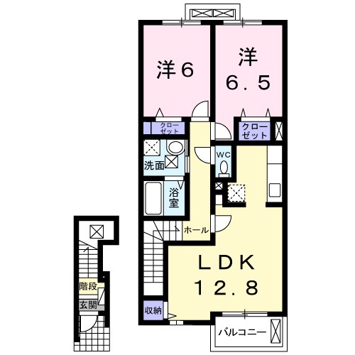 シモノ　ハオスⅠ 202号室 間取り