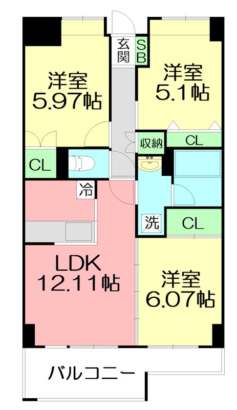 コスモリード本厚木 203号室 間取り