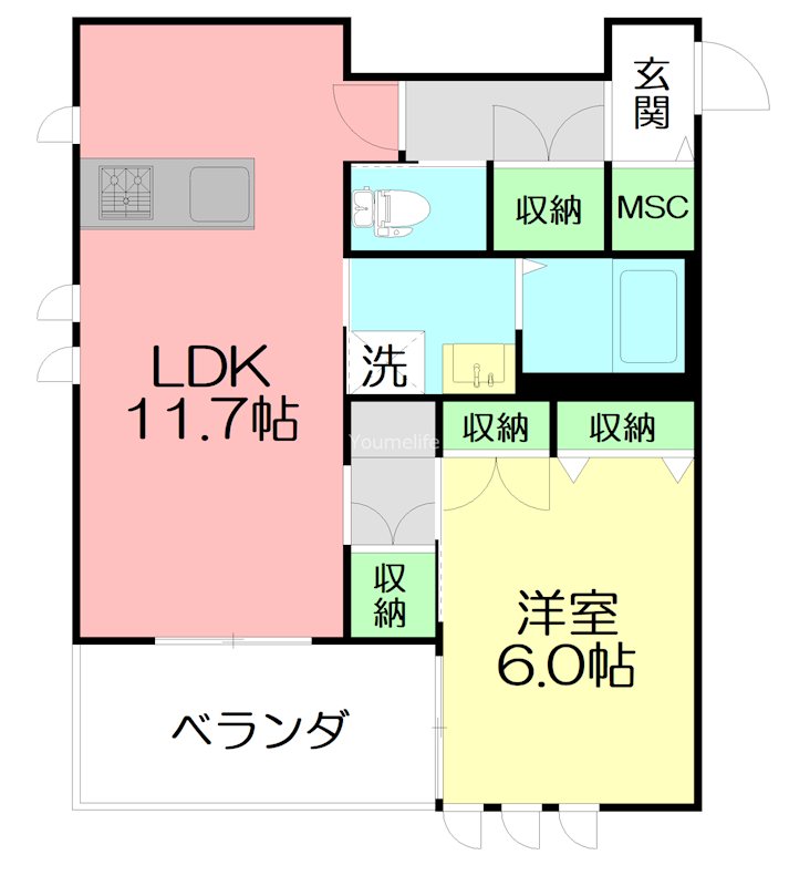 グリーンテラスⅢ 204号室 間取り