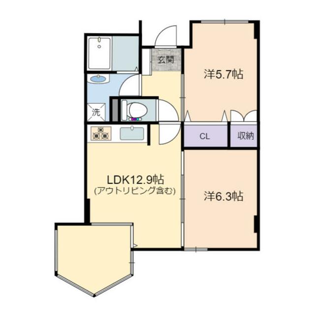 アネーロ上粕屋 5F号室 間取り