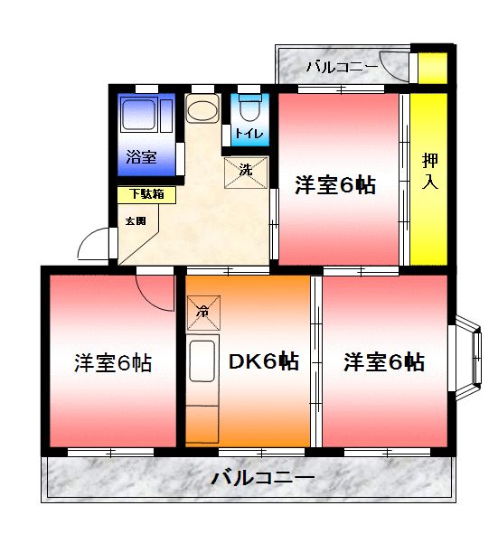 コーポ渡辺 101号室 間取り