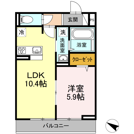 Calore開成 202号室 間取り
