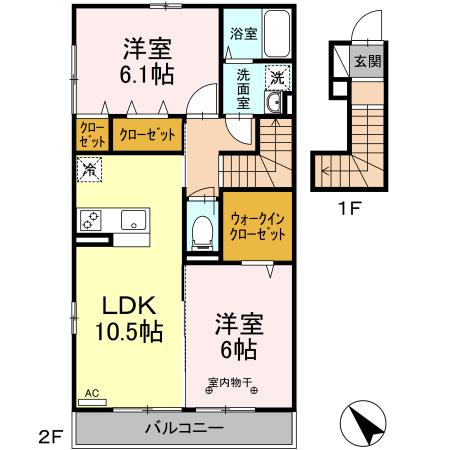 フォンテーヌ西が岡 203号室 間取り
