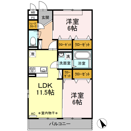 グレイスコート湘南 205号室 間取り