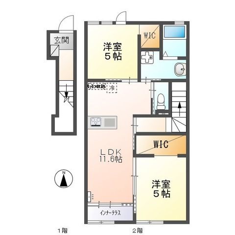 グリシーヌ・郷 202号室 間取り