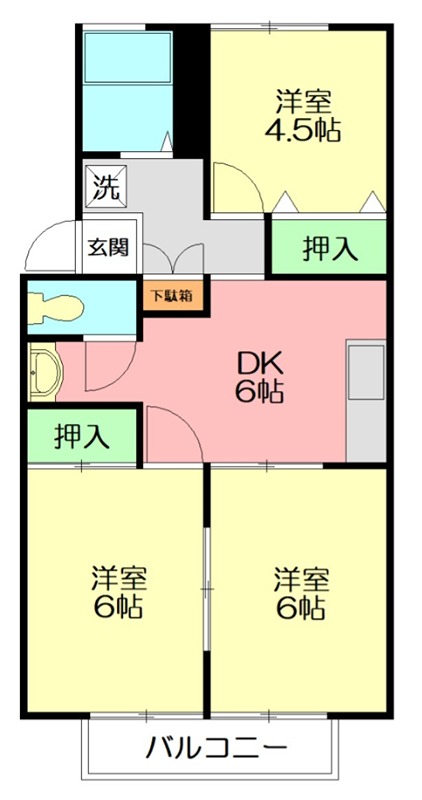 サニーフラット 201号室 間取り