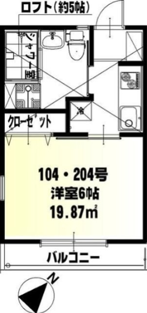 カーム鵠沼 204号室 間取り