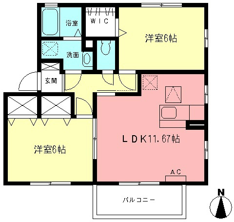 アルバピアザ鶴巻Ⅱ 201号室 間取り