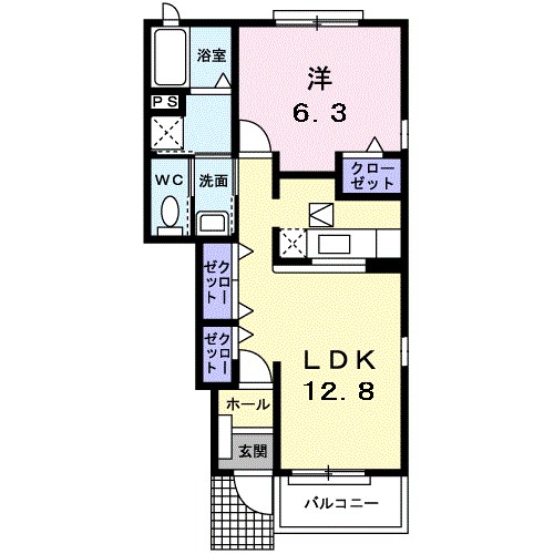 レジデンスすずらんB 102号室 間取り