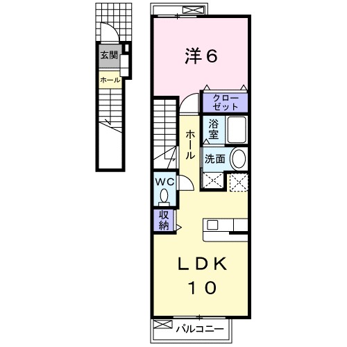 栞荘Ⅱ 202号室 間取り