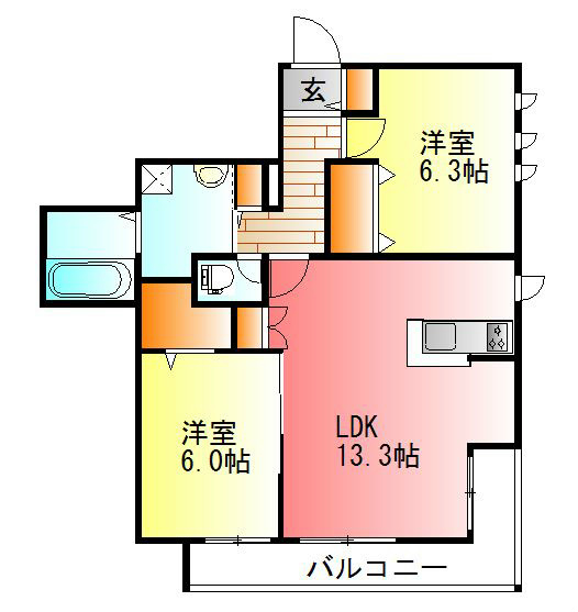 クレスト神谷 302号室 間取り