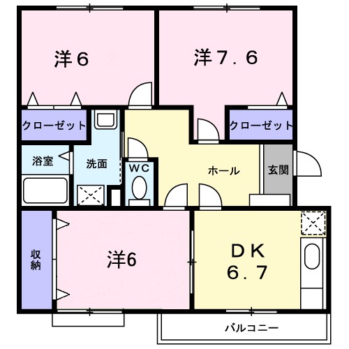 グランディール２１ 104号室 間取り