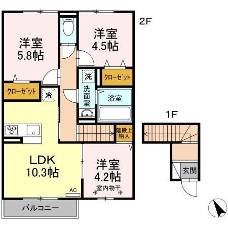 リビング平沢 201号室 間取り