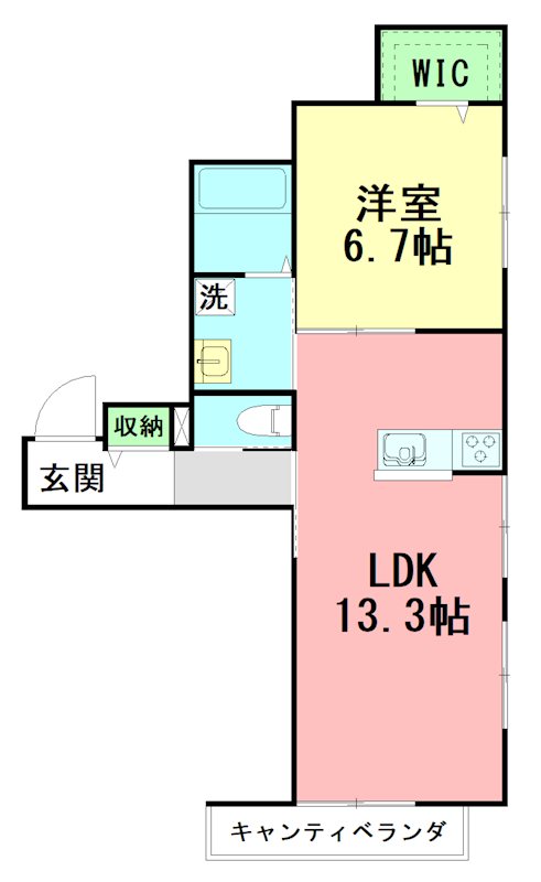ｂｅｌｌ　ｓｈｏｕｎａｎ　ｋａｔａｓｅ 203号室 間取り