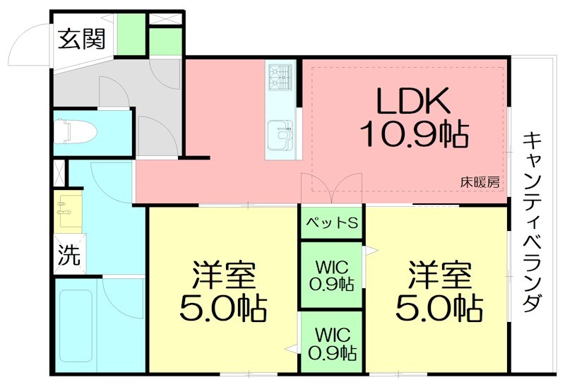 仮称)中海岸1丁目メゾン 301号室 間取り
