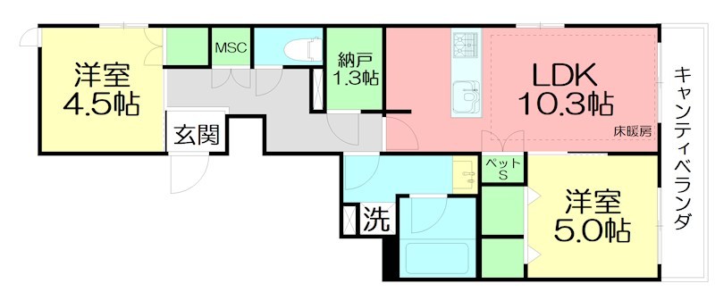 仮称)中海岸1丁目メゾン 302号室 間取り